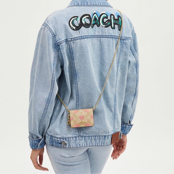 NWT Coach Outlet Boxed Mini Wallet On A Chain In Signature Canvas Heart … - Picture 5 of 8